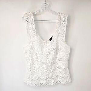 Ashley Stewart Elegant‎ Eyelet Embroidered Sleeveless Blouse w Back Zipper Sz:12